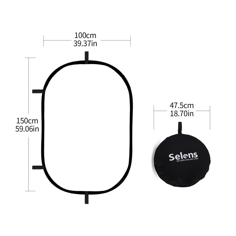 Video Light Panel Led - Refletor oval dobrável 100x150cm, placa de