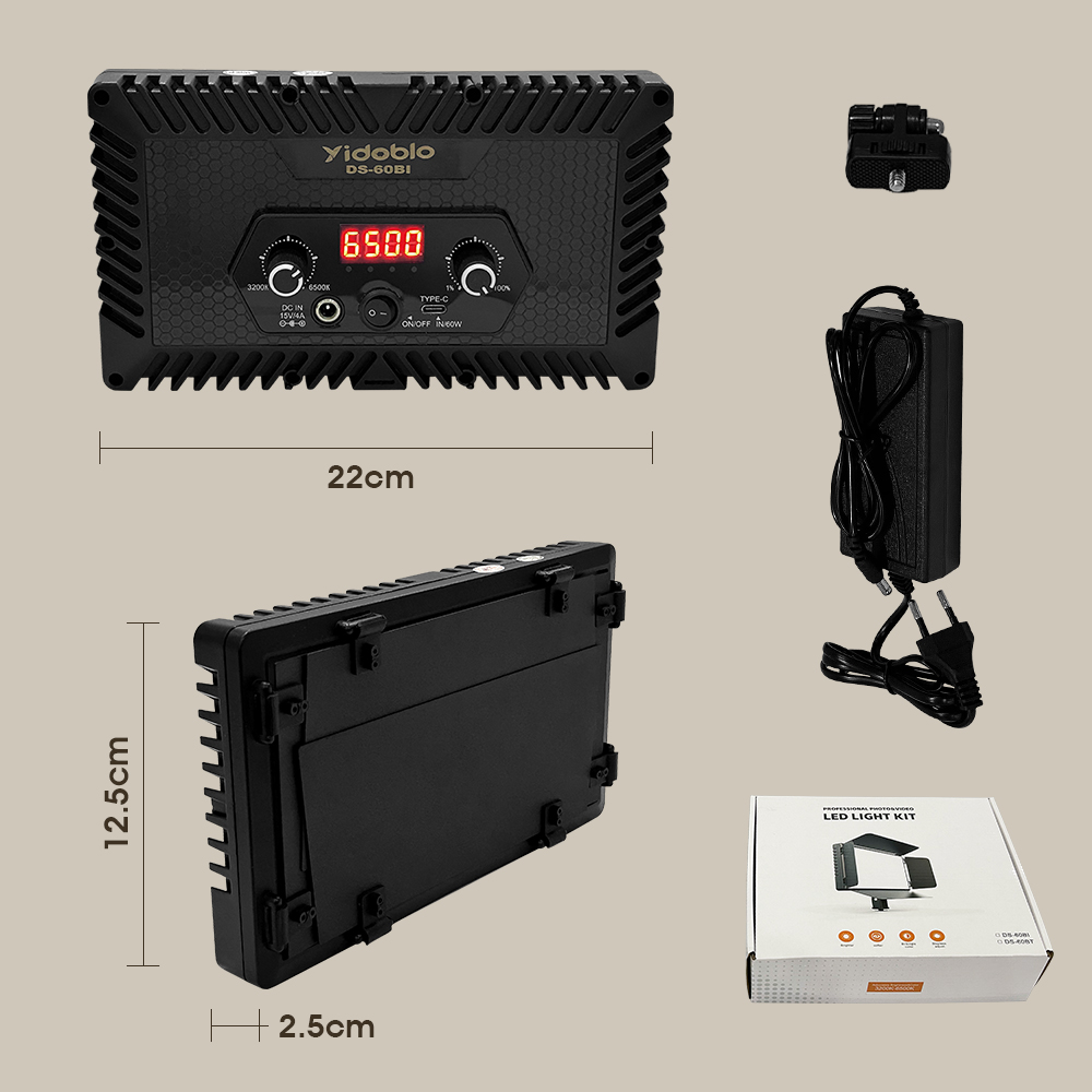 Luz de Vídeo Portátil DS60BI,  - Video Light Panel Led avaliação e preço
